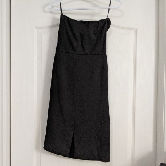 S Black Jersey Strapless Pencil Dress w/ Pockets - Picture 2 of 2